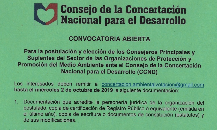 Convocatoria de las Organizaciones de Promoción y Protección de Medio Ambiente.